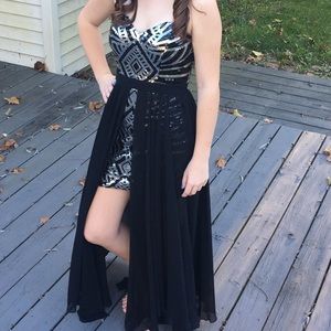 Silver and Black Dress with “Cape”